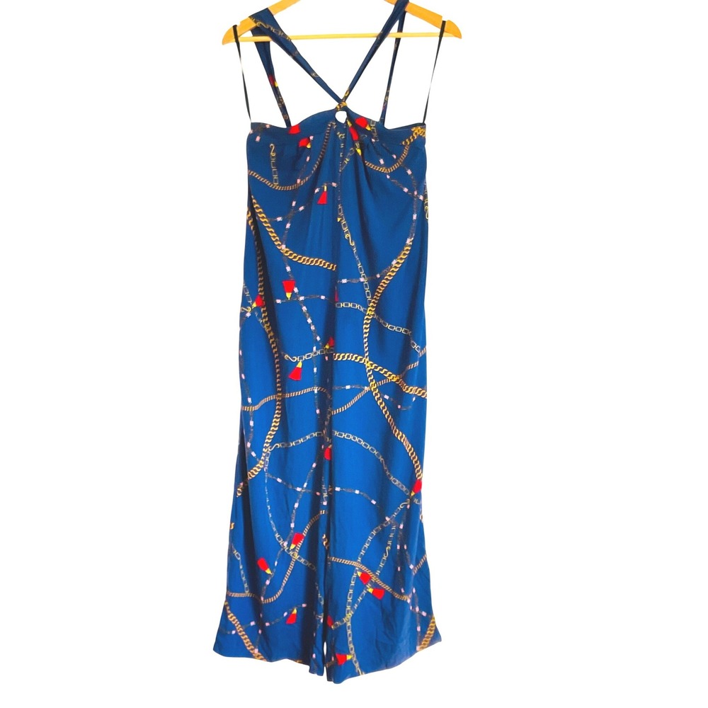 Corey Lynn Calter Anthropologie halter tassel jumpsuit womens nautical rayon‎ XS